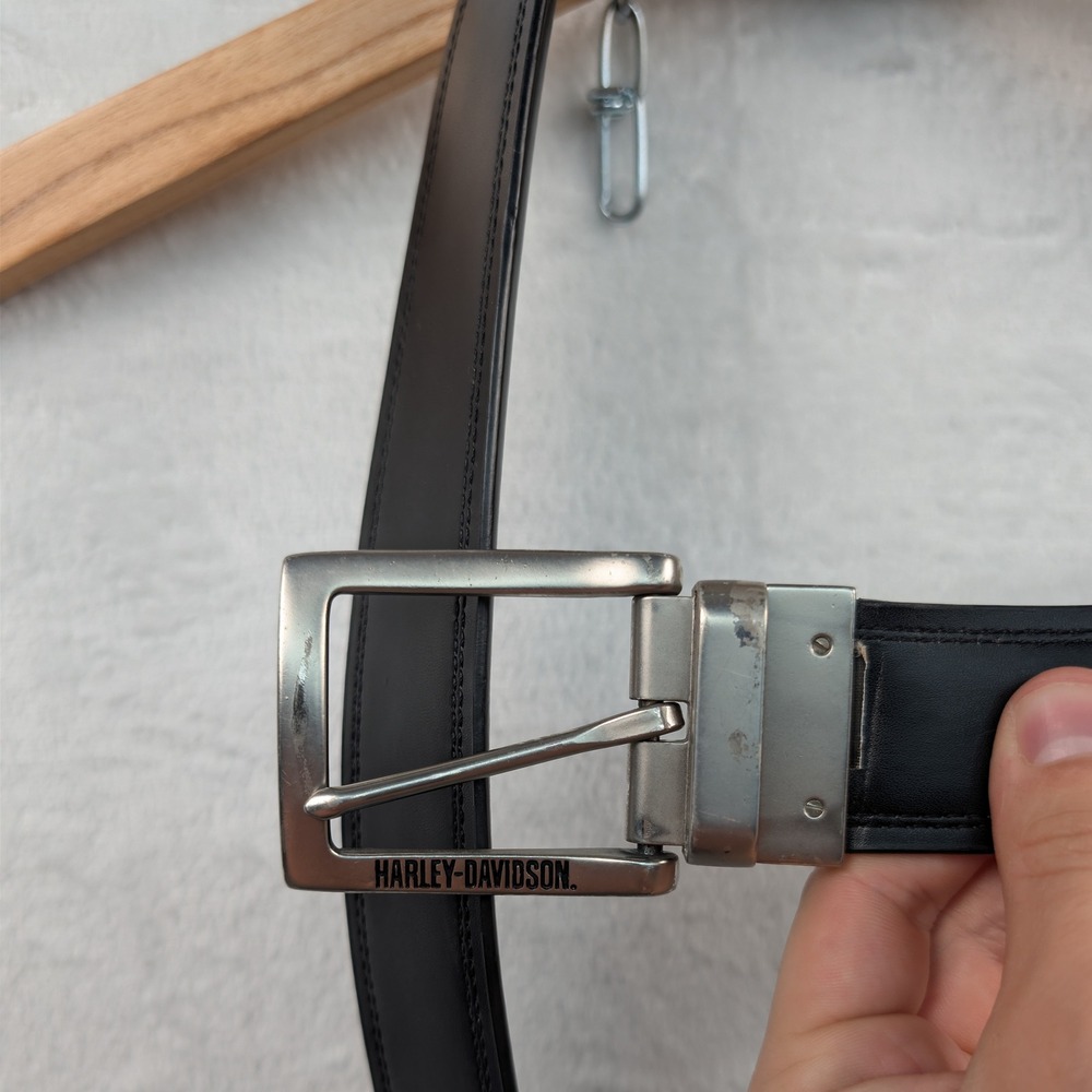 VTG Harley-Davidson Belt Mens 40-46 Black Reversible Leather Biker Moto Y2K